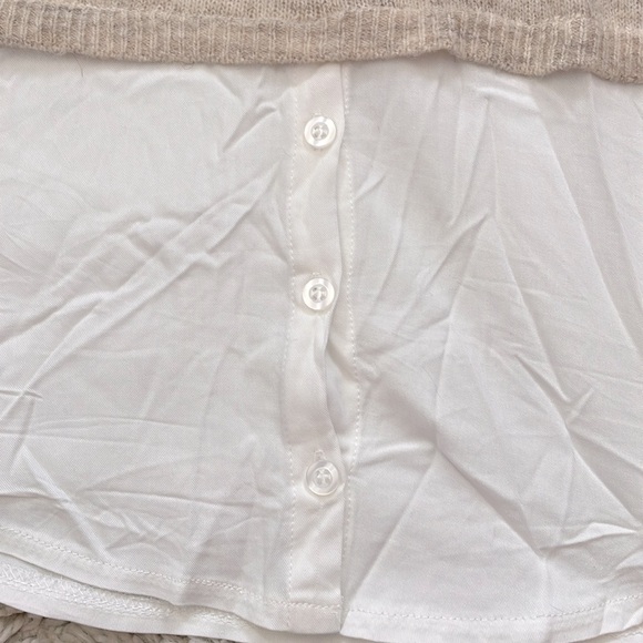 Kohls, Oatmeal mockneck sweater with attached button down shirt/ layered look - Picture 2 of 6